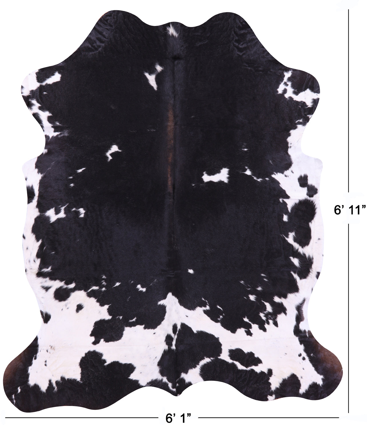 Black & White Natural Hair-On Cowhide Rug - 6' 11" X 6' 1" - Golden Nile