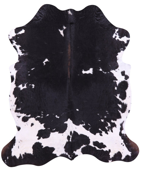 Black & White Natural Hair-On Cowhide Rug - 6' 11" X 6' 1" - Golden Nile