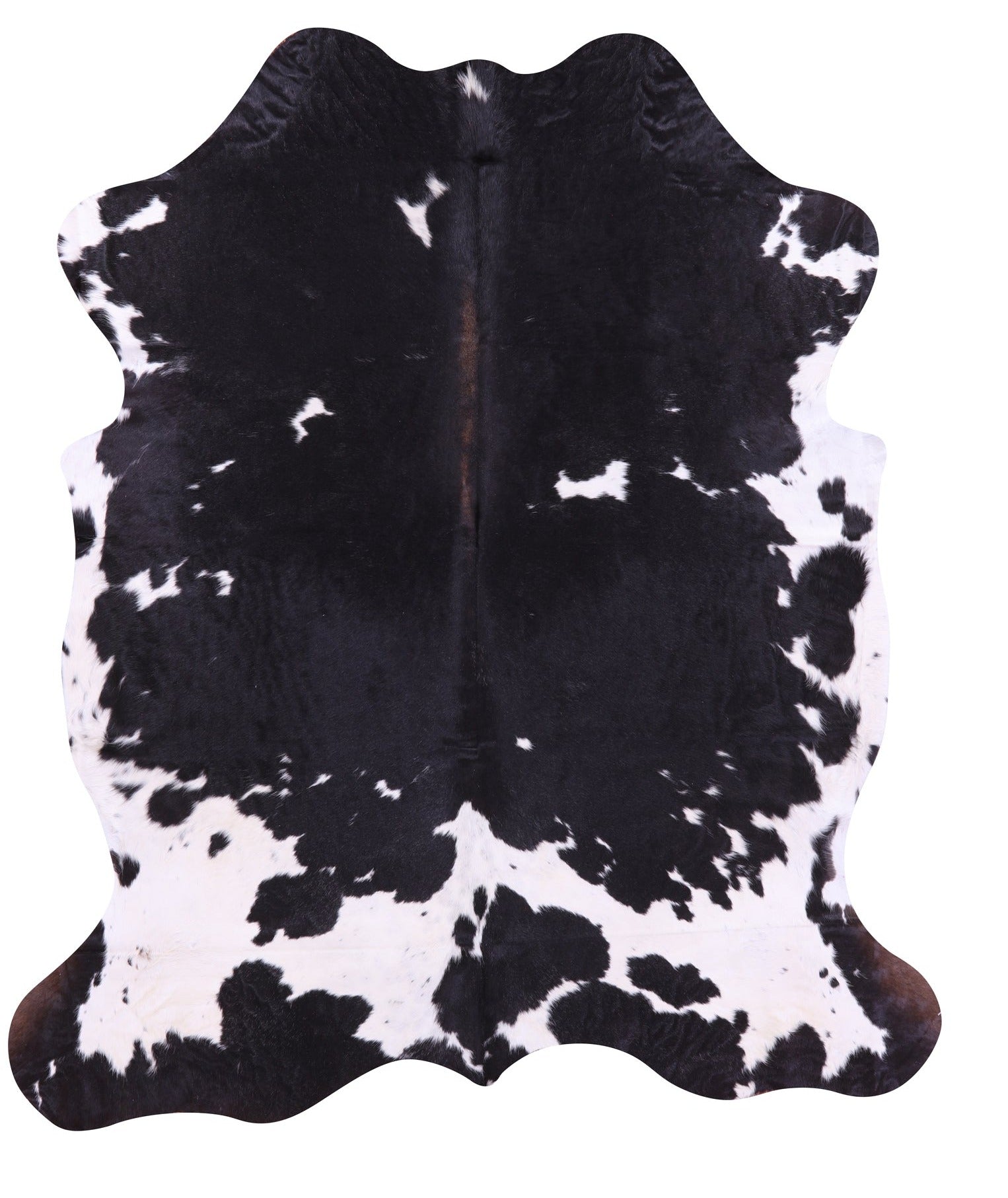 Black & White Natural Hair-On Cowhide Rug - 6' 11" X 6' 1" - Golden Nile