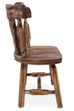 Reclaimed Wood Dining Chair - Handcarved Back Sunflower Natural Color - Golden Nile