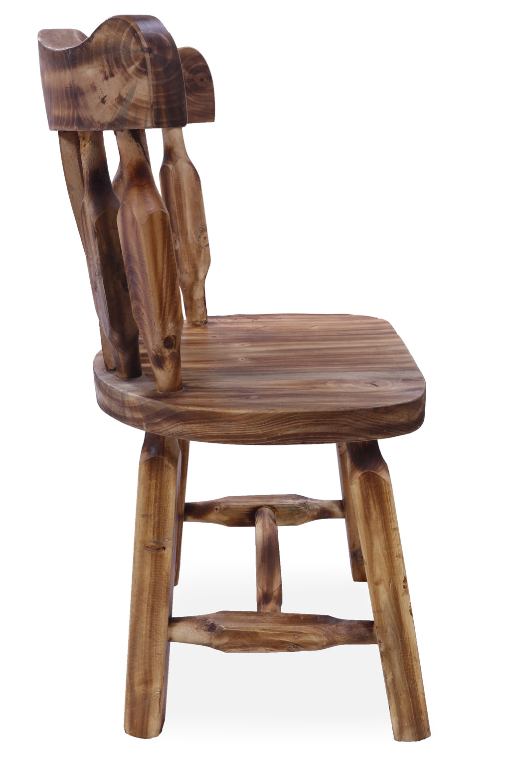 Reclaimed Wood Dining Chair - Handcarved Back Sunflower Natural Color - Golden Nile