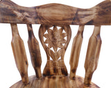 Reclaimed Wood Dining Chair - Handcarved Back Sunflower Natural Color - Golden Nile