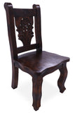 Reclaimed Wood Dining Chair - Handcarved Back Sunflower - Golden Nile