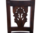 Reclaimed Wood Dining Chair - Handcarved Back Sunflower - Golden Nile