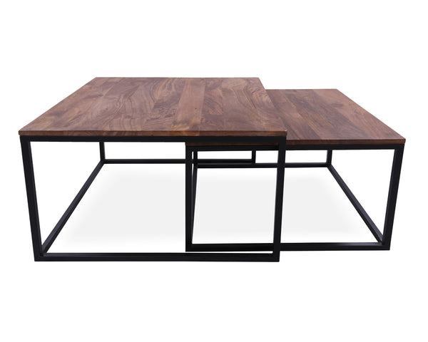Solid Wood 2 Piece Coffee Table and Nesting Tables Set - Golden Nile