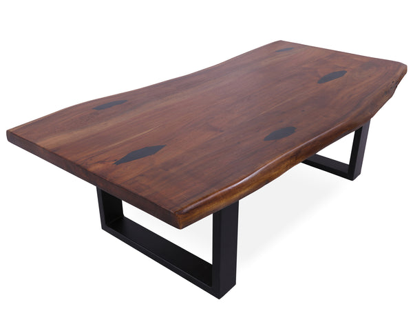 Solid Wood Coffee Table With Black Legs - Golden Nile