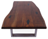 Solid Wood Coffee Table With Silver Legs - Golden Nile