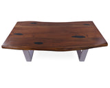 Solid Wood Coffee Table With Silver Legs - Golden Nile