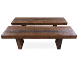 Solid Wood Dining Bench Set Of Two With Texture - Golden Nile