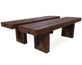 Solid Wood Dining Bench Set Of Two With Texture - Golden Nile