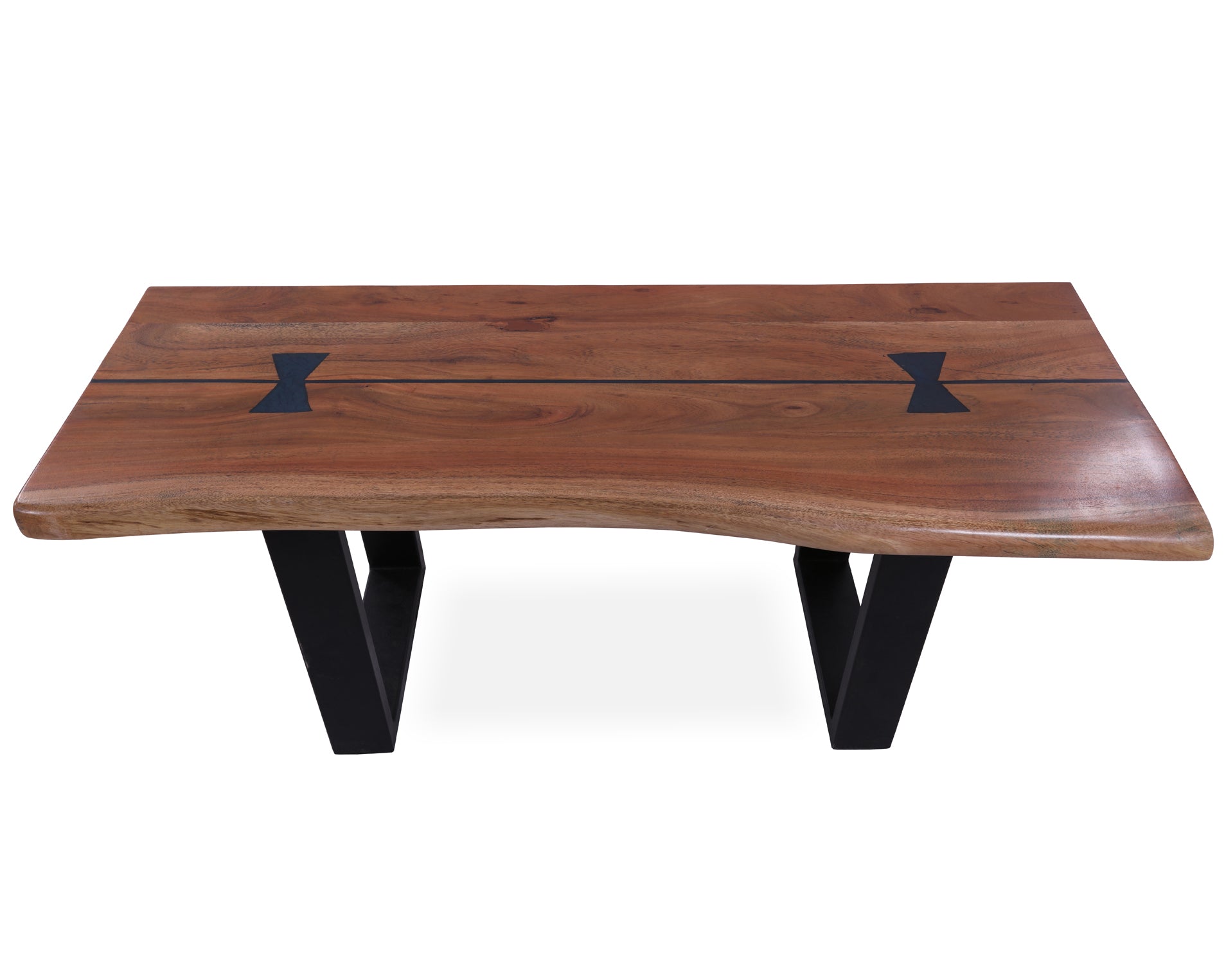 Solid Wood Bench & U Shape Black Legs - Golden Nile