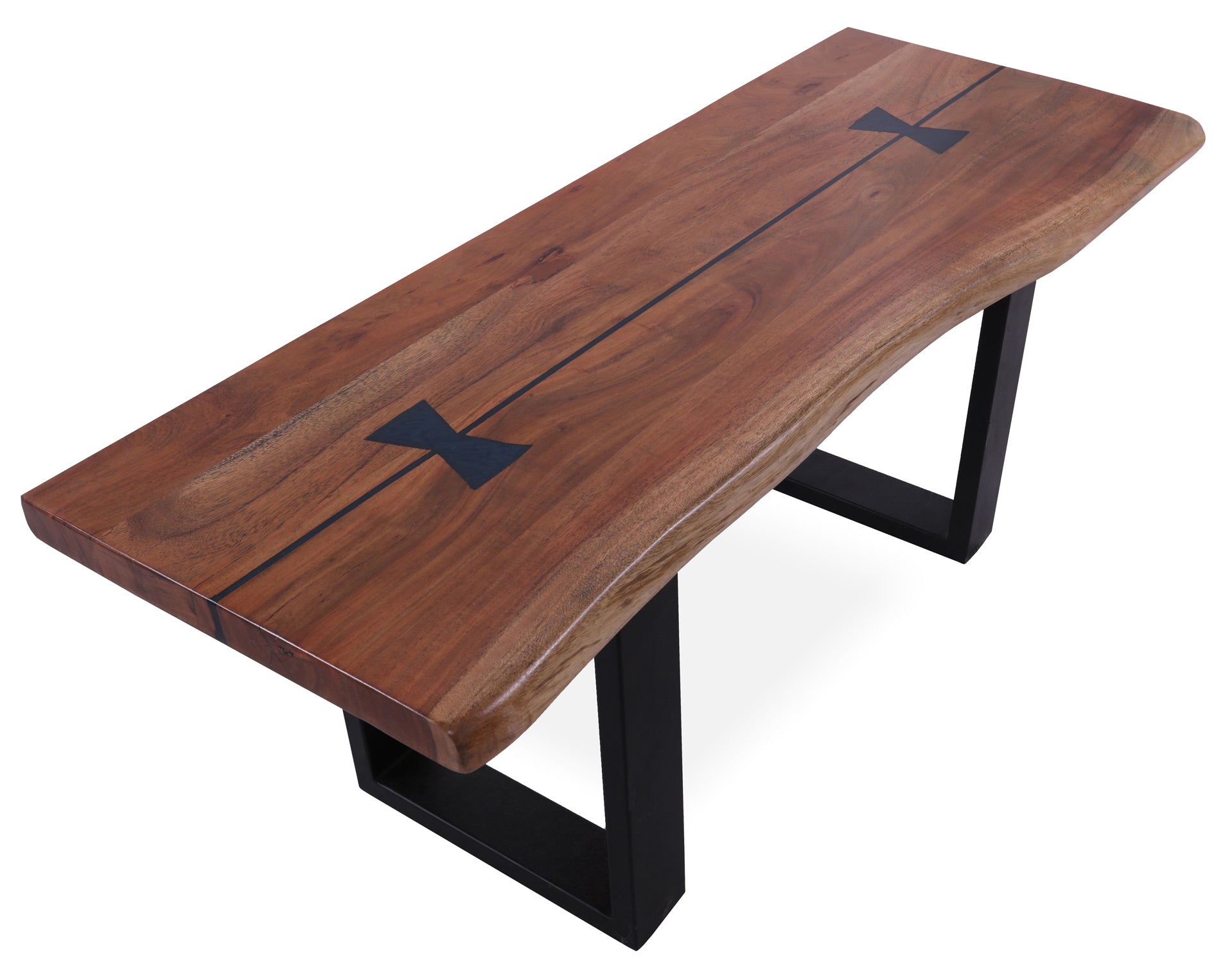 Solid Wood Bench & U Shape Black Legs - Golden Nile