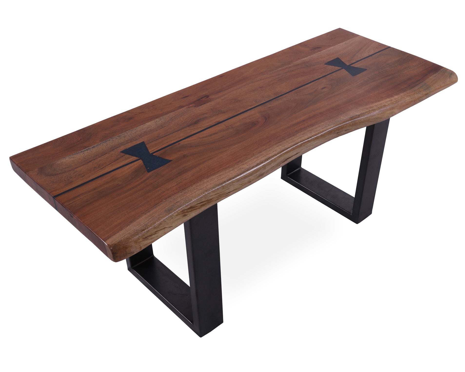 Solid Wood Bench & U Shape Grey Legs - Golden Nile