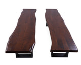 Solid Wood Dining Bench With Metal Legs Set Of Two - Golden Nile