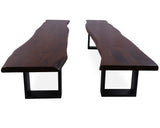 Solid Wood Dining Bench With Metal Legs Set Of Two - Golden Nile