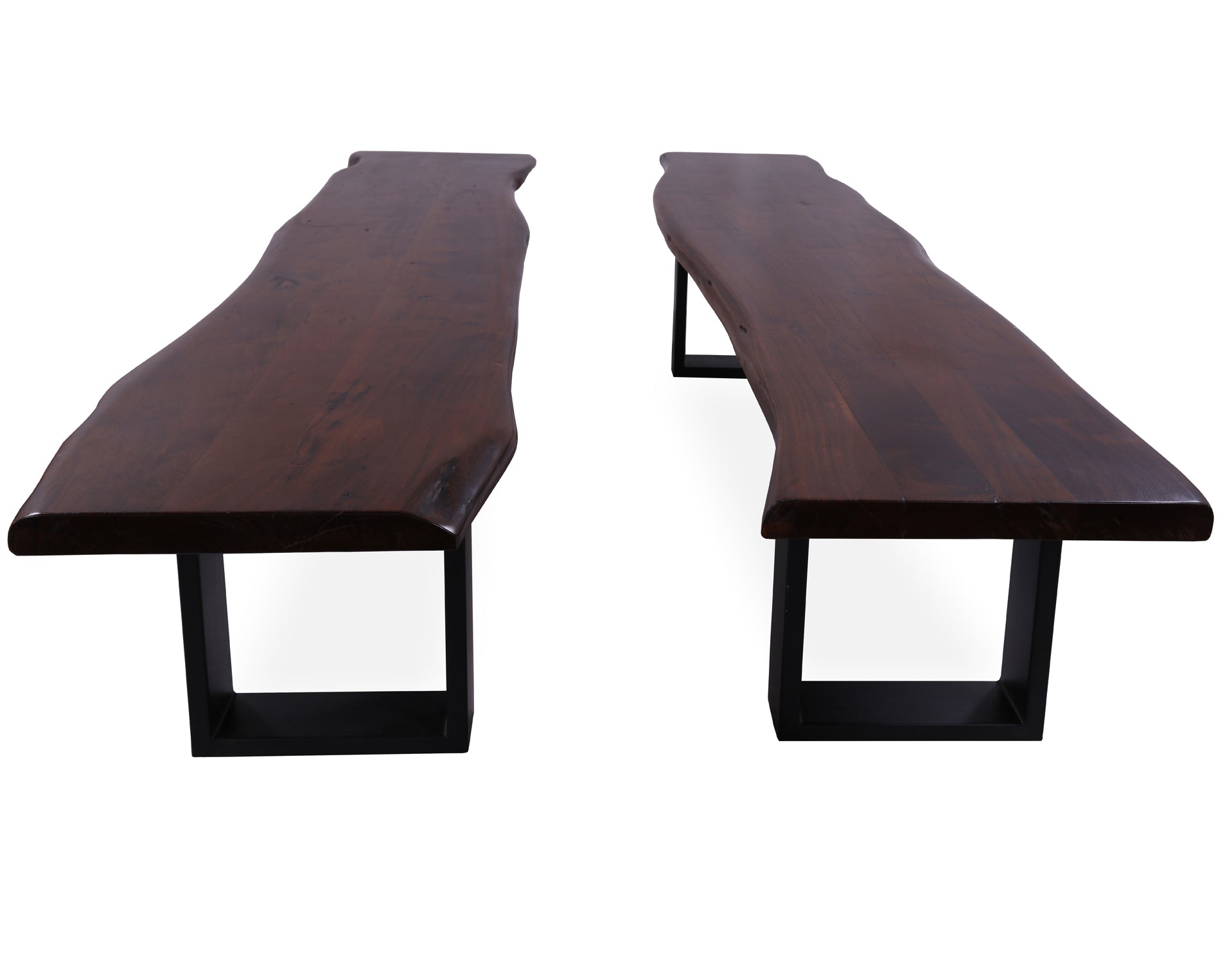 Solid Wood Dining Bench With Metal Legs Set Of Two - Golden Nile