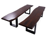 Solid Wood Dining Bench With Metal Legs Set Of Two - Golden Nile