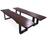 Solid Wood Dining Bench With Metal Legs Set Of Two - Golden Nile