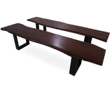 Solid Wood Dining Bench With Metal Legs Set Of Two - Golden Nile