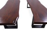 Solid Wood Dining Bench With Metal Legs Set Of Two - Golden Nile