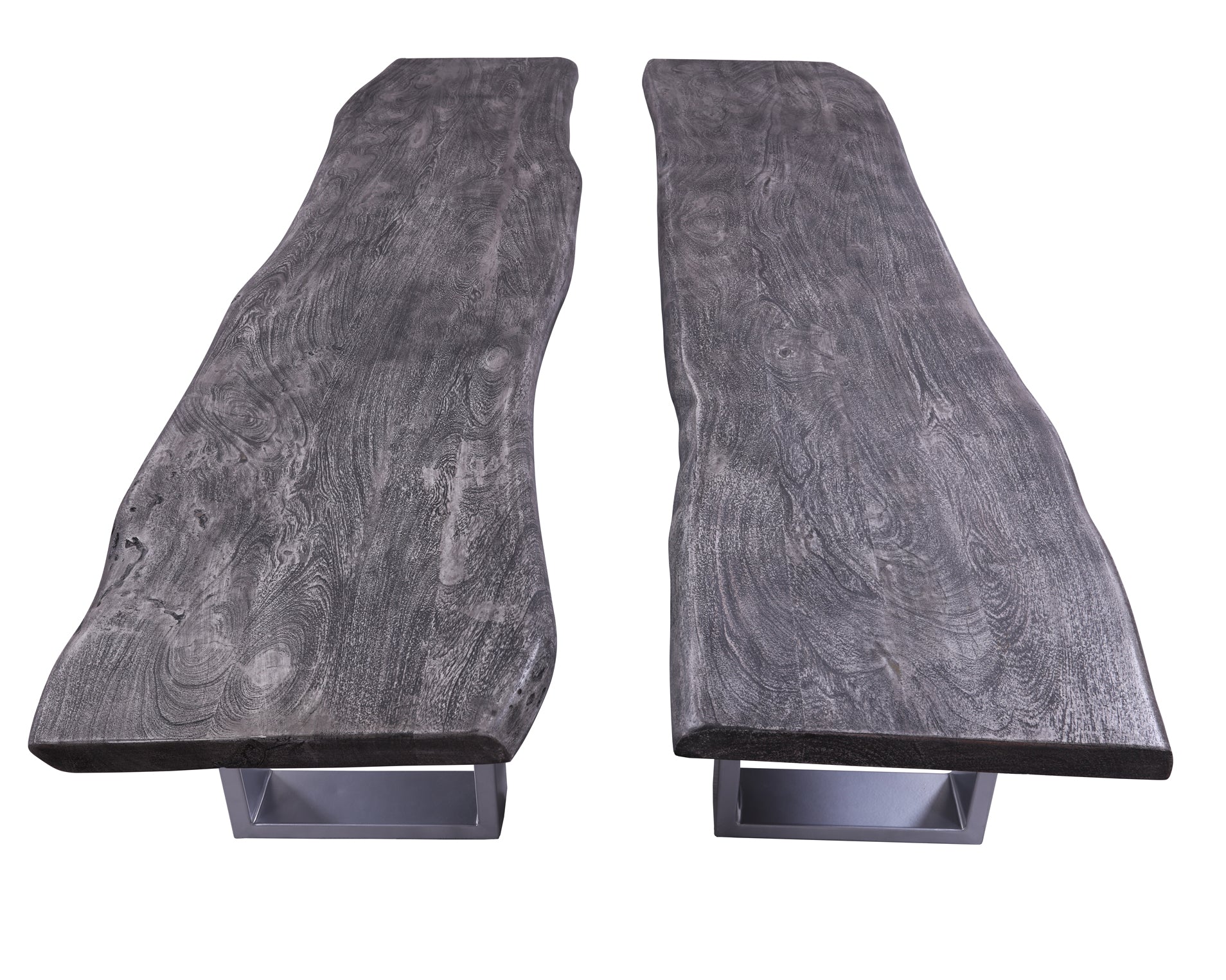 Grey Solid Wood Dining Bench With Metal Legs - Golden Nile