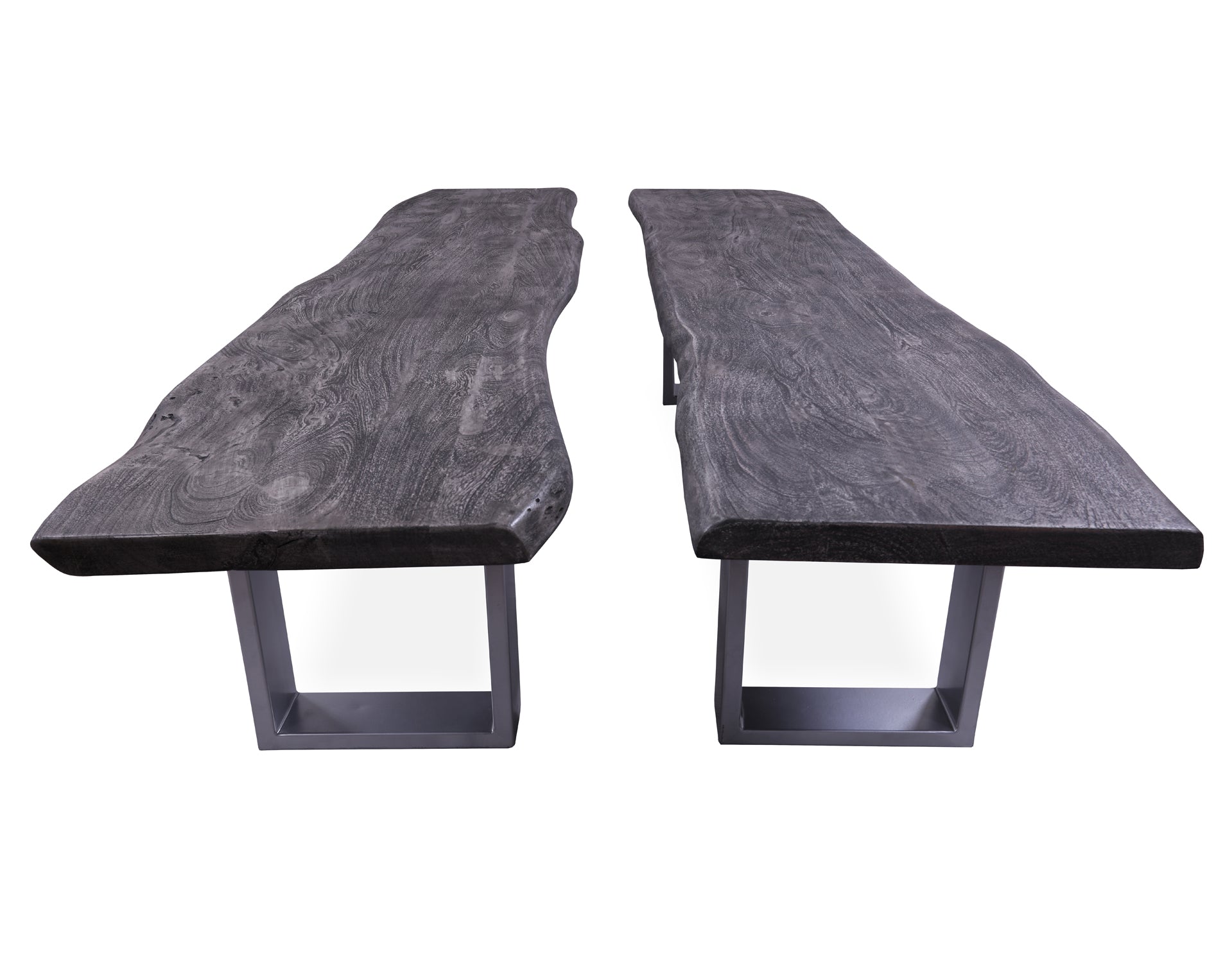 Grey Solid Wood Dining Bench With Metal Legs - Golden Nile