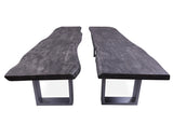 Grey Solid Wood Dining Bench With Metal Legs Set Of Two - Golden Nile