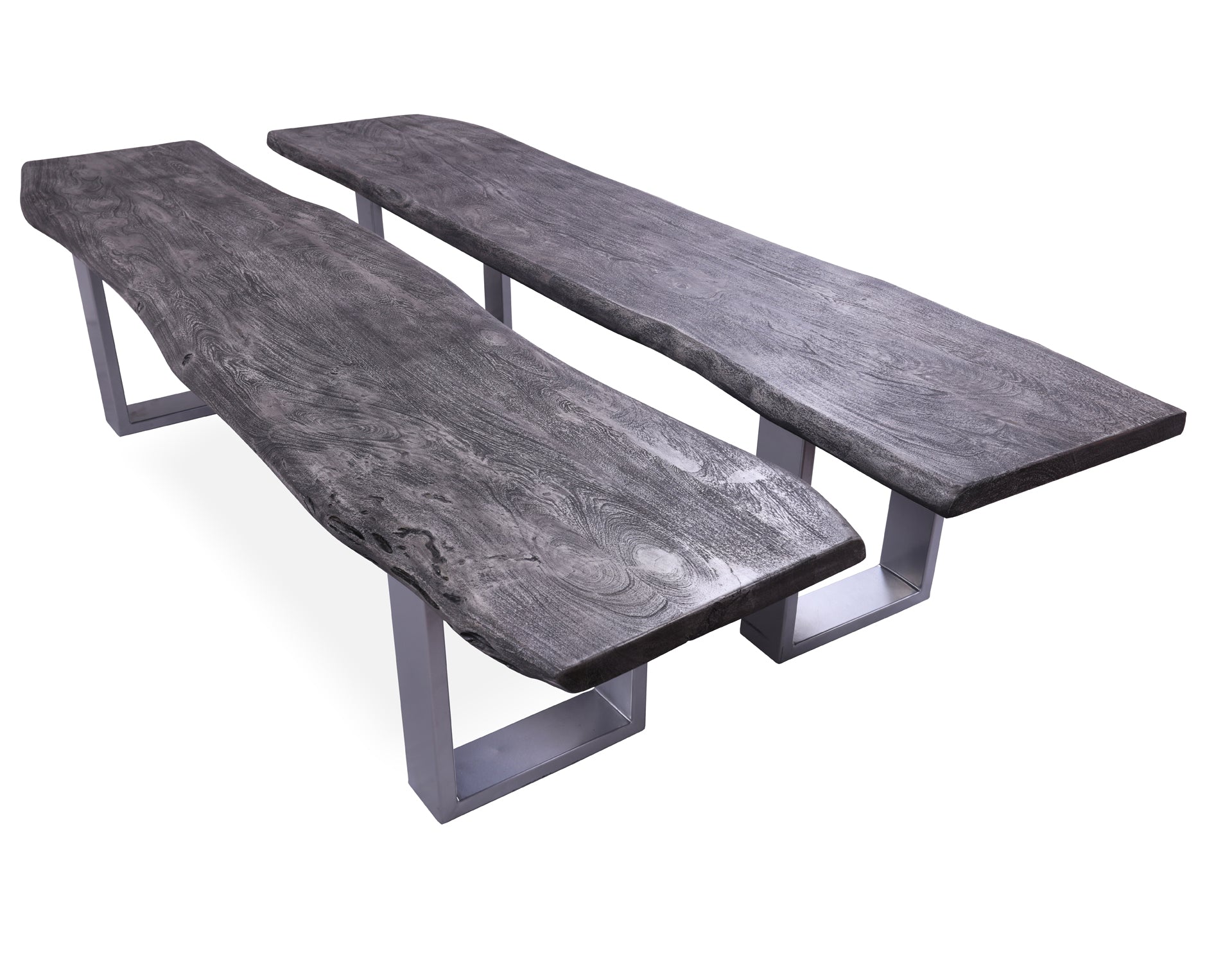 Grey Solid Wood Dining Bench With Metal Legs - Golden Nile