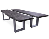 Grey Solid Wood Dining Bench With Metal Legs - Golden Nile