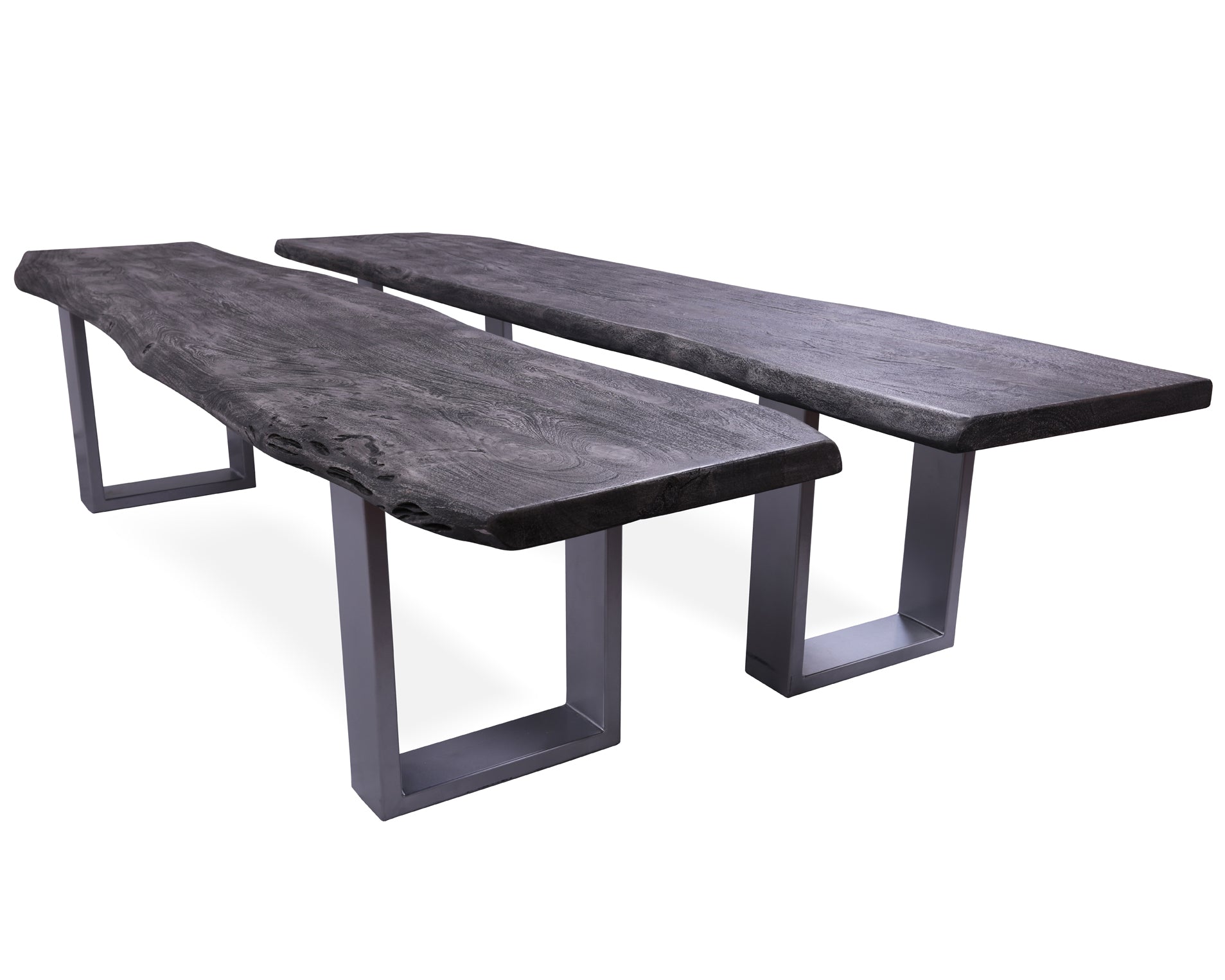 Grey Solid Wood Dining Bench With Metal Legs - Golden Nile