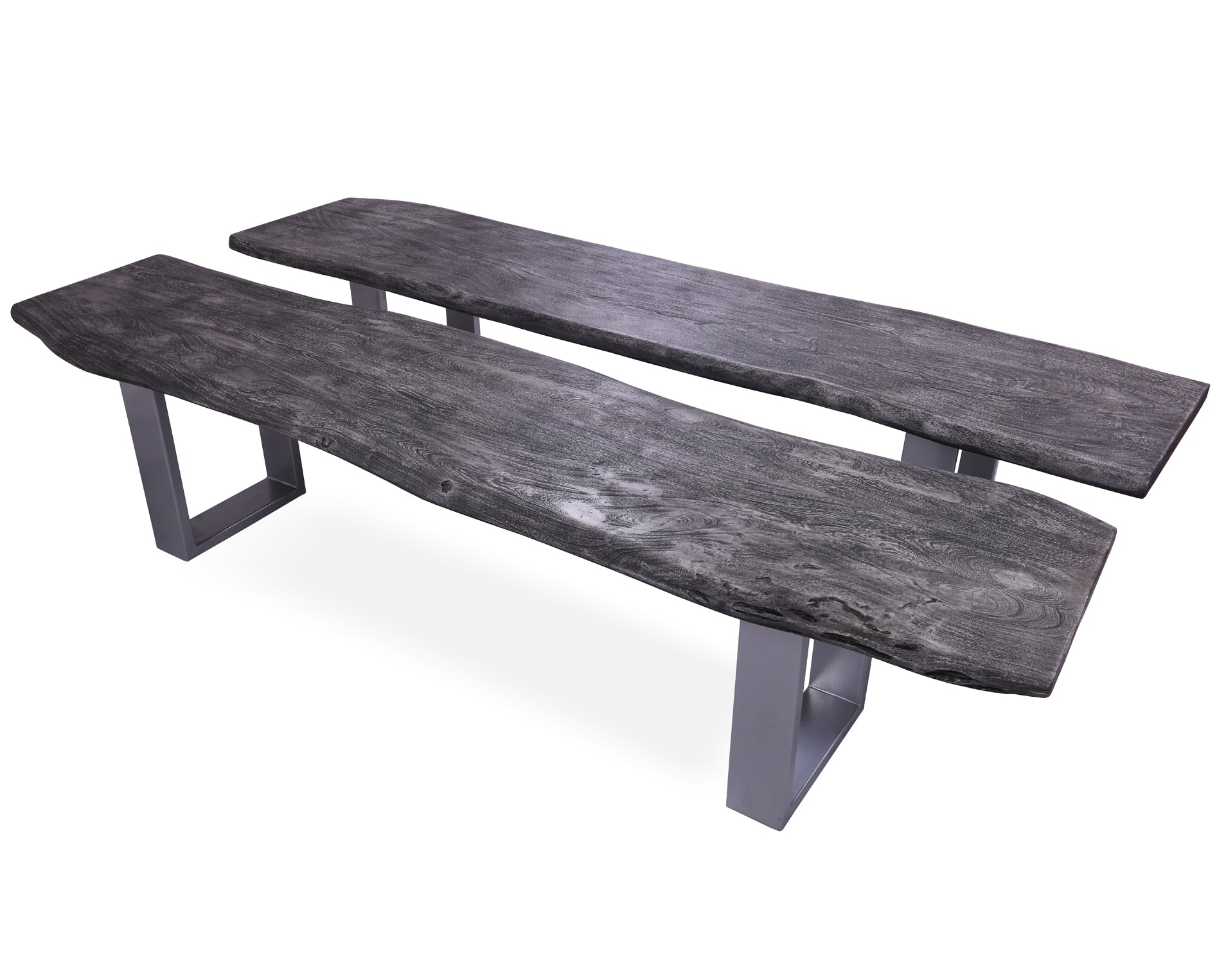 Grey Solid Wood Dining Bench With Metal Legs - Golden Nile
