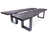 Grey Solid Wood Dining Bench With Metal Legs - Golden Nile