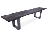 Grey Solid Wood Dining Bench With Metal Legs - Golden Nile