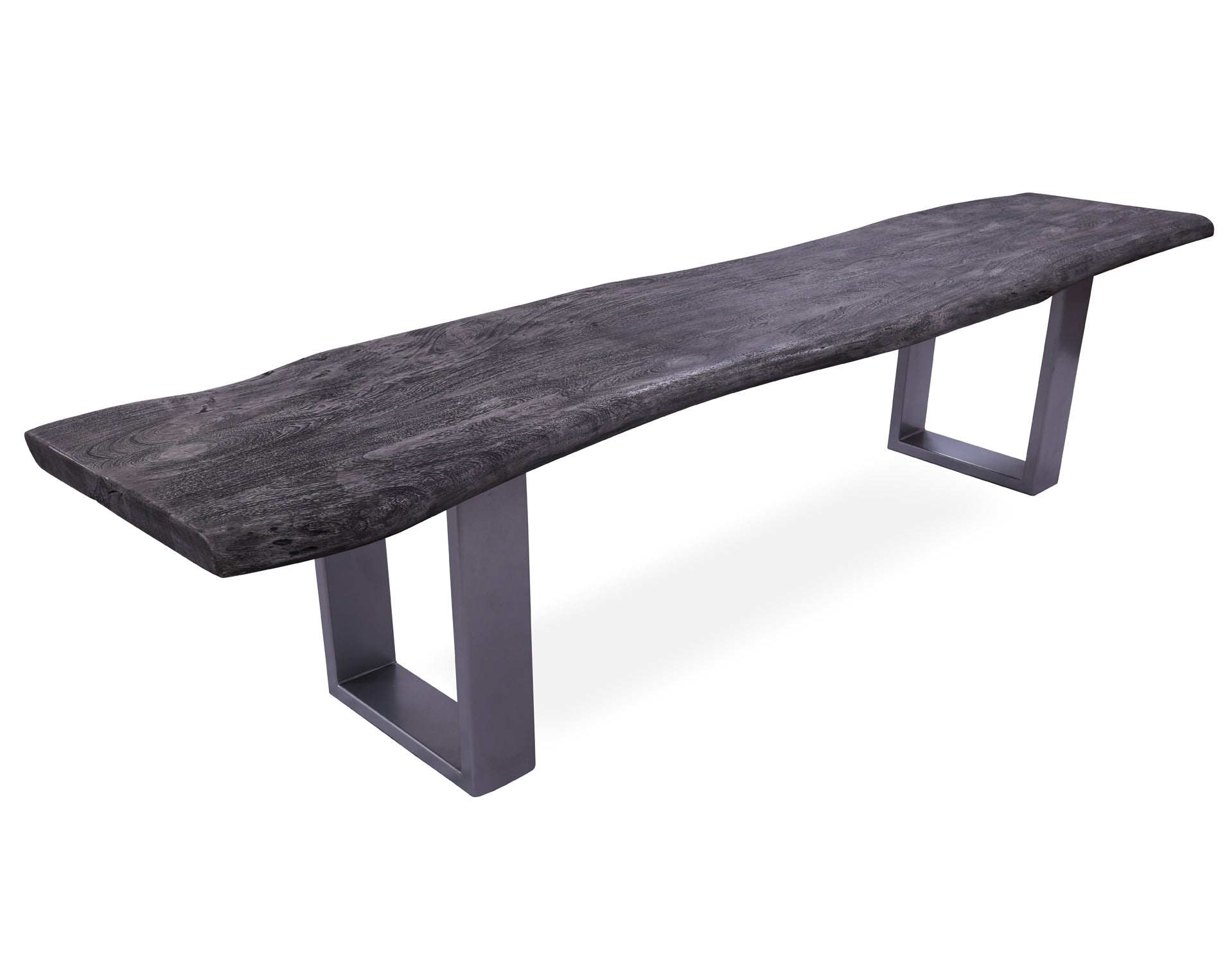 Grey Solid Wood Dining Bench With Metal Legs - Golden Nile