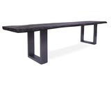 Grey Solid Wood Dining Bench With Metal Legs - Golden Nile