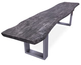 Grey Solid Wood Dining Bench With Metal Legs - Golden Nile