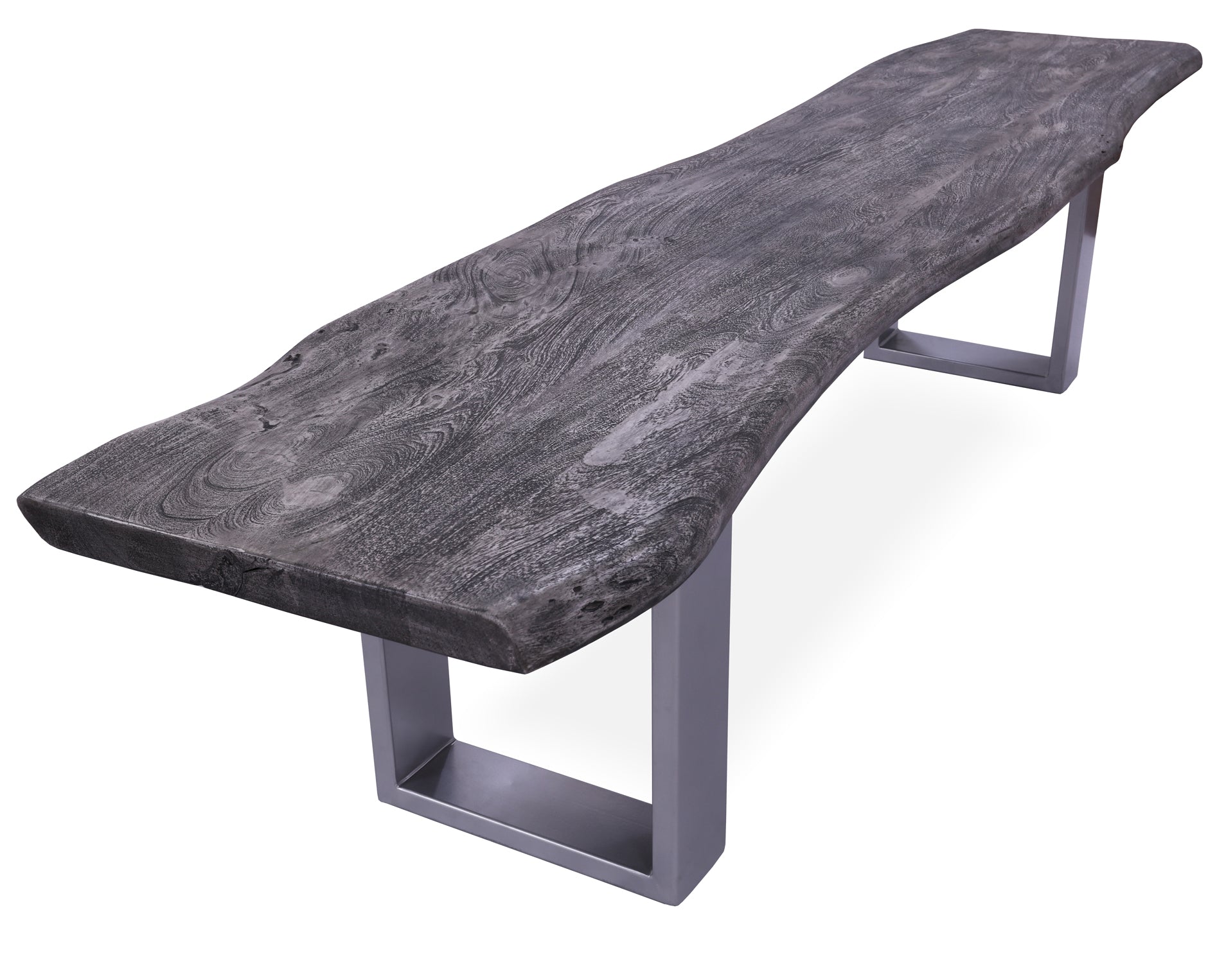 Grey Solid Wood Dining Bench With Metal Legs - Golden Nile