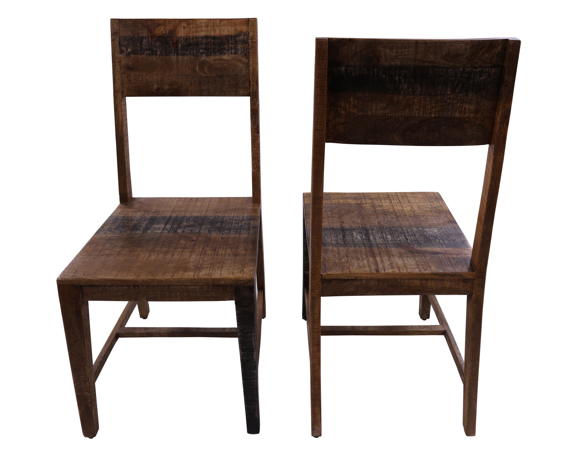 Solid Wood Dining Chair Set of Two With Texture - Golden Nile