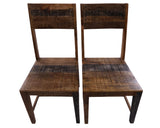 Solid Wood Dining Chair Set of Two With Texture - Golden Nile