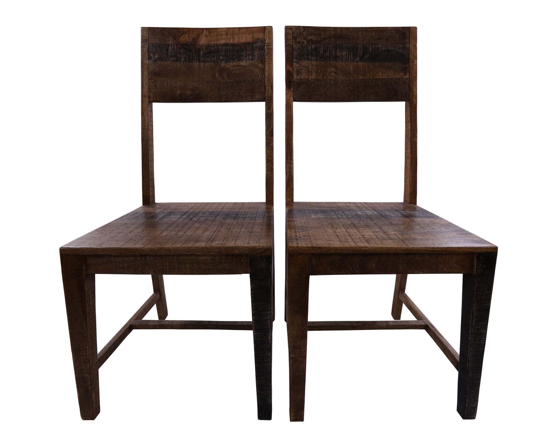 Solid Wood Dining Chair Set of Two With Texture - Golden Nile