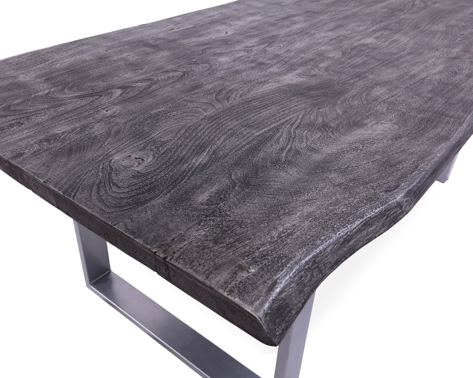 Grey Solid Wood Dining Table With Metal Legs - Golden Nile