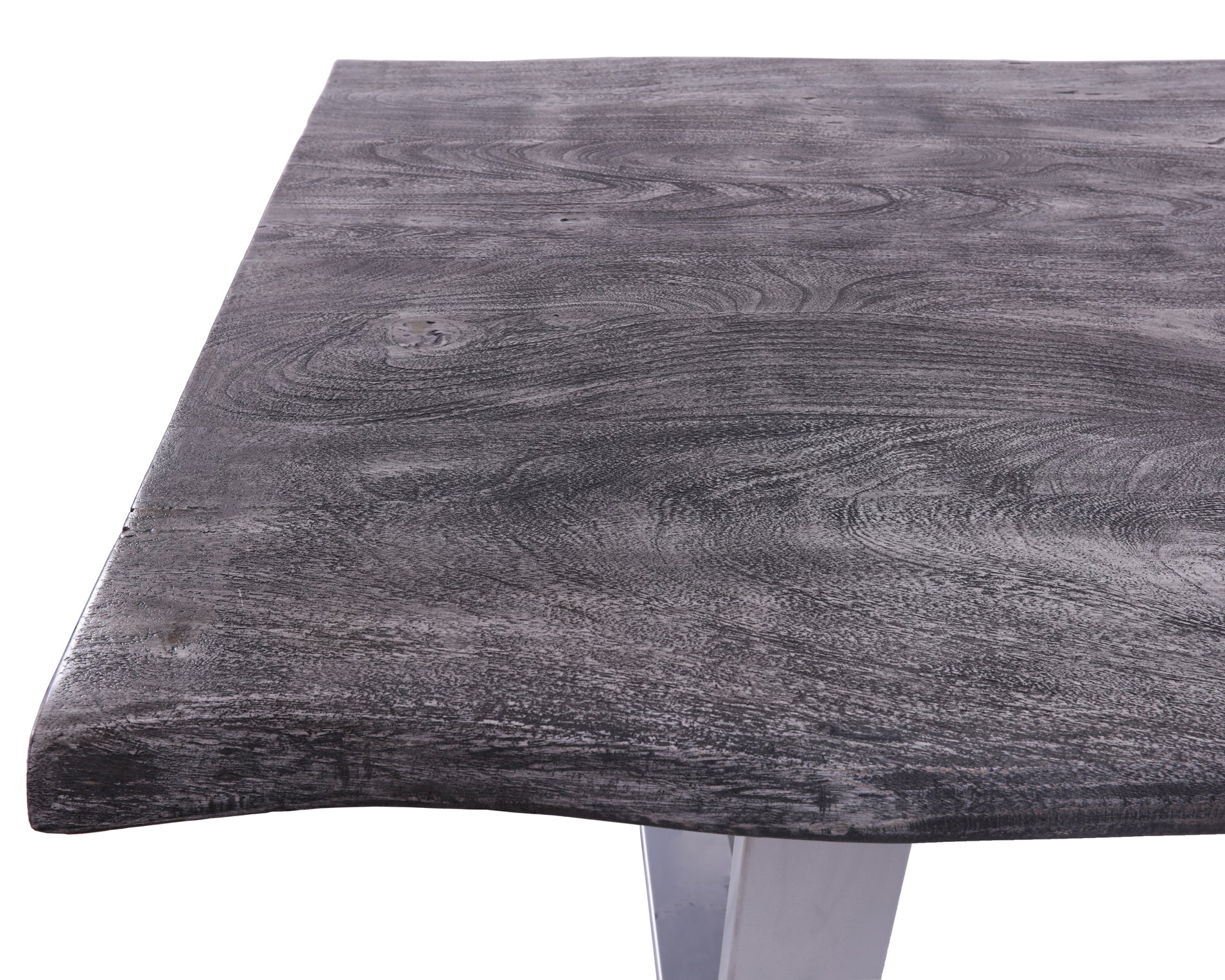Grey Solid Wood Dining Table With Metal Legs - Golden Nile