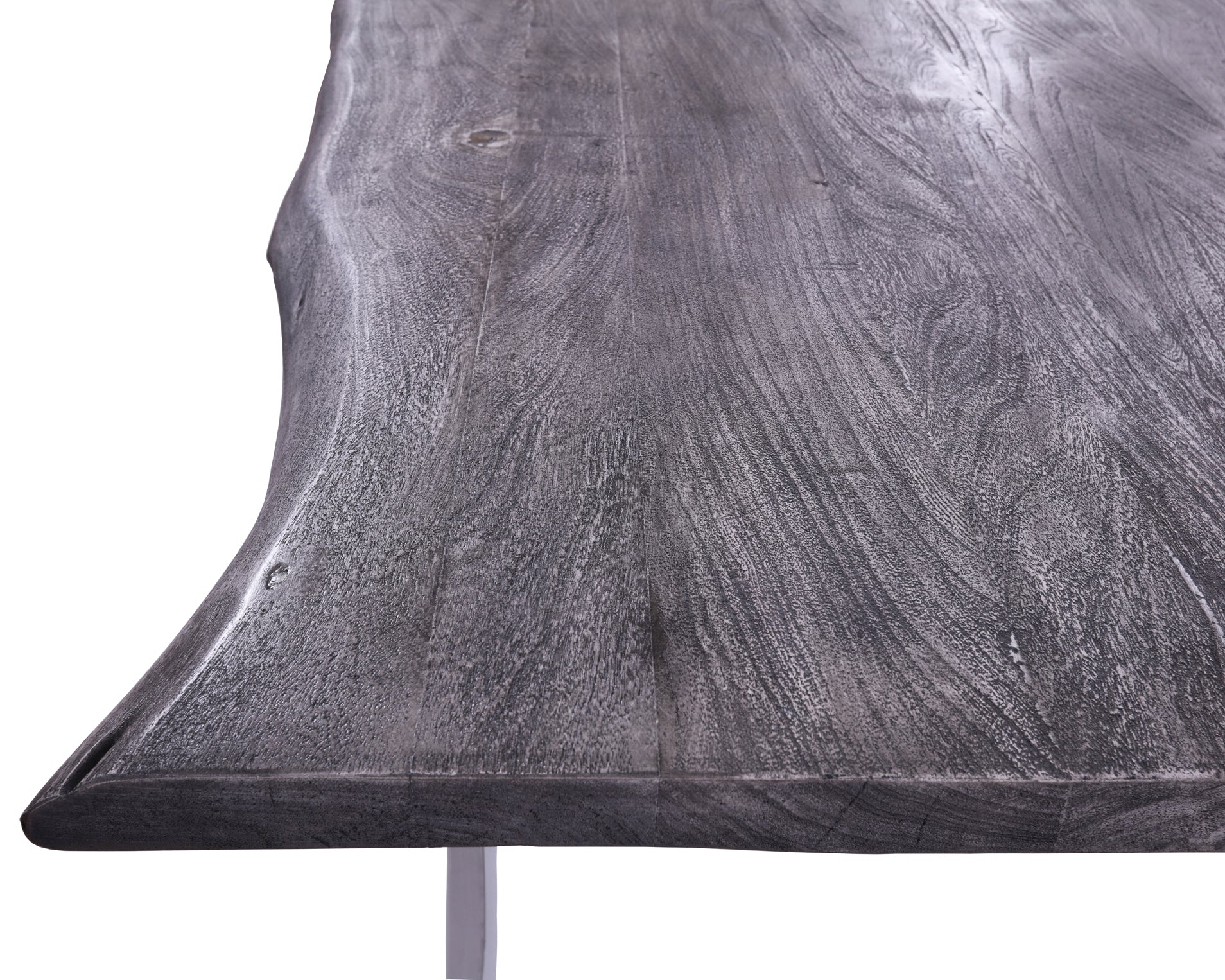Grey Solid Wood Dining Table With Metal Legs - Golden Nile