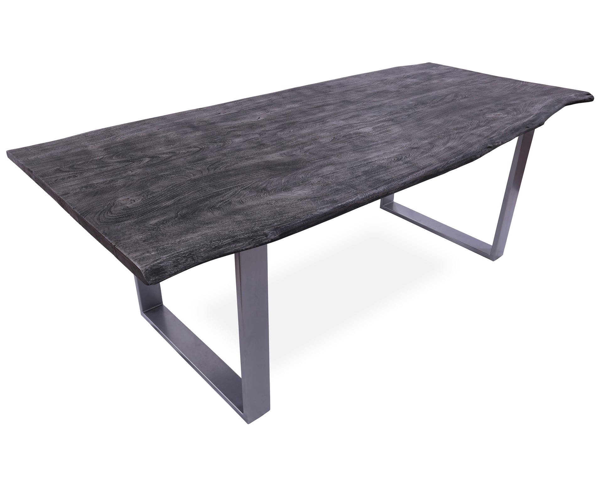 Grey Solid Wood Dining Table With Metal Legs - Golden Nile