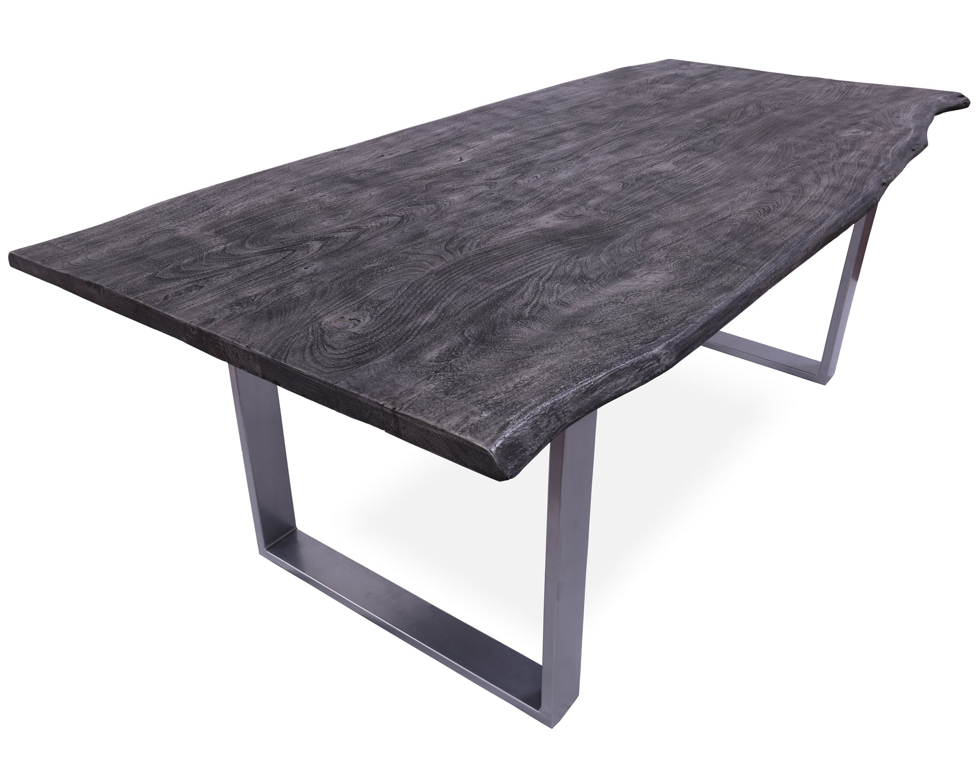 Grey Solid Wood Dining Table With Metal Legs - Golden Nile