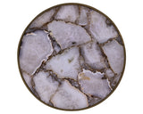 White Agate Accent Side Table Gold Base 22"H x 14"D - Golden Nile