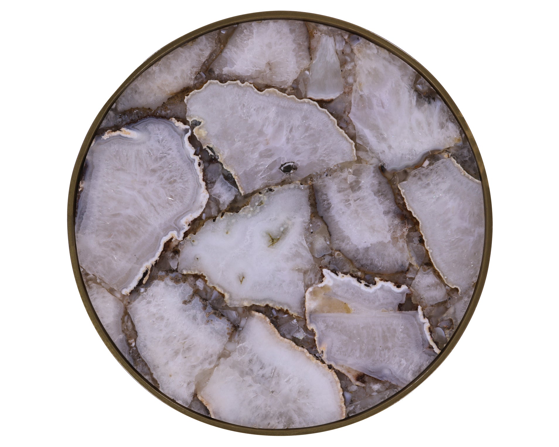 White Agate Accent Side Table Gold Base 22"H x 14"D - Golden Nile