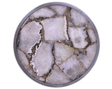 White Agate Accent Side Table Silver Base 22"H x 14"D - Golden Nile