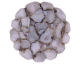 White Agate Accent Side Table Silver Base 21"H x 16"D - Golden Nile