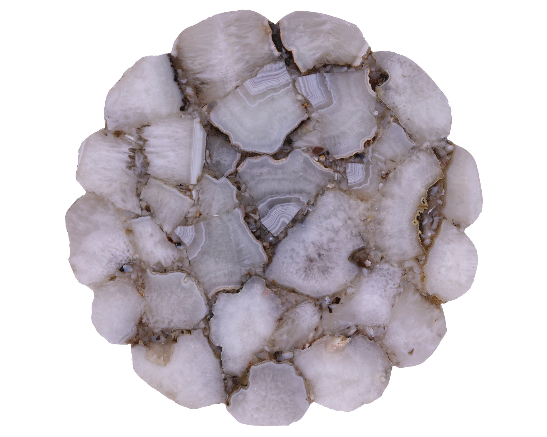 White Agate Accent Side Table Silver Base 21"H x 16"D - Golden Nile